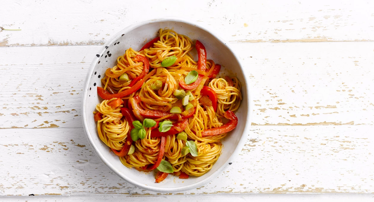 Spaghettis aux légumes verts et fromage de chèvre - Top Santé